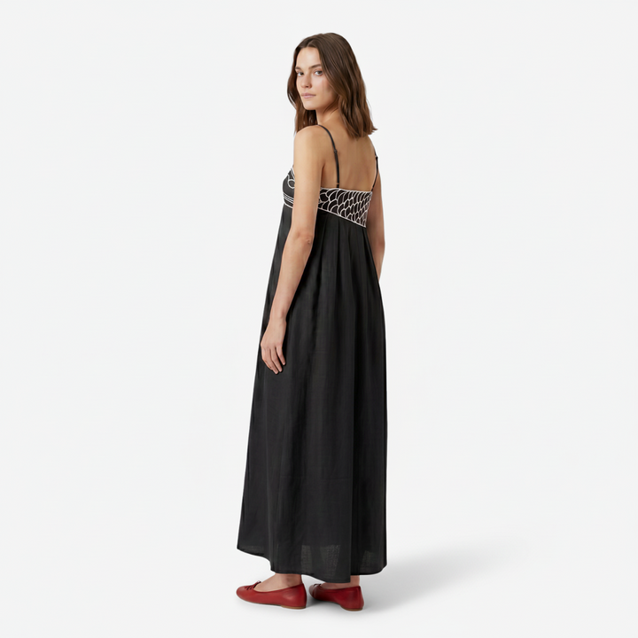 NOMU | Women's Maxi Dress – Spaghetti Strap Graphic Print Relaxed Fit Design