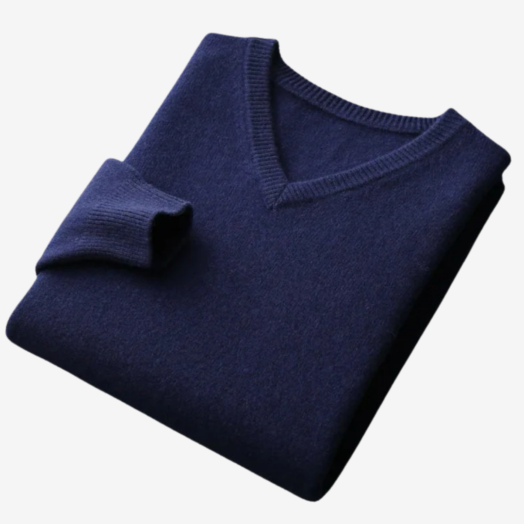 NOMU | Men's V-Neck Knit Sweater – Minimalist Soft-Touch Pullover