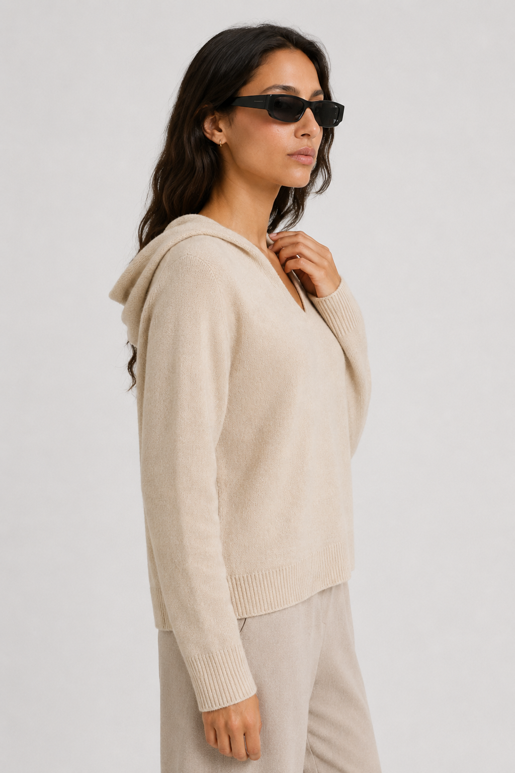 NOMU | Women's Hooded Knit Sweater – Soft Relaxed Pullover Hoodie