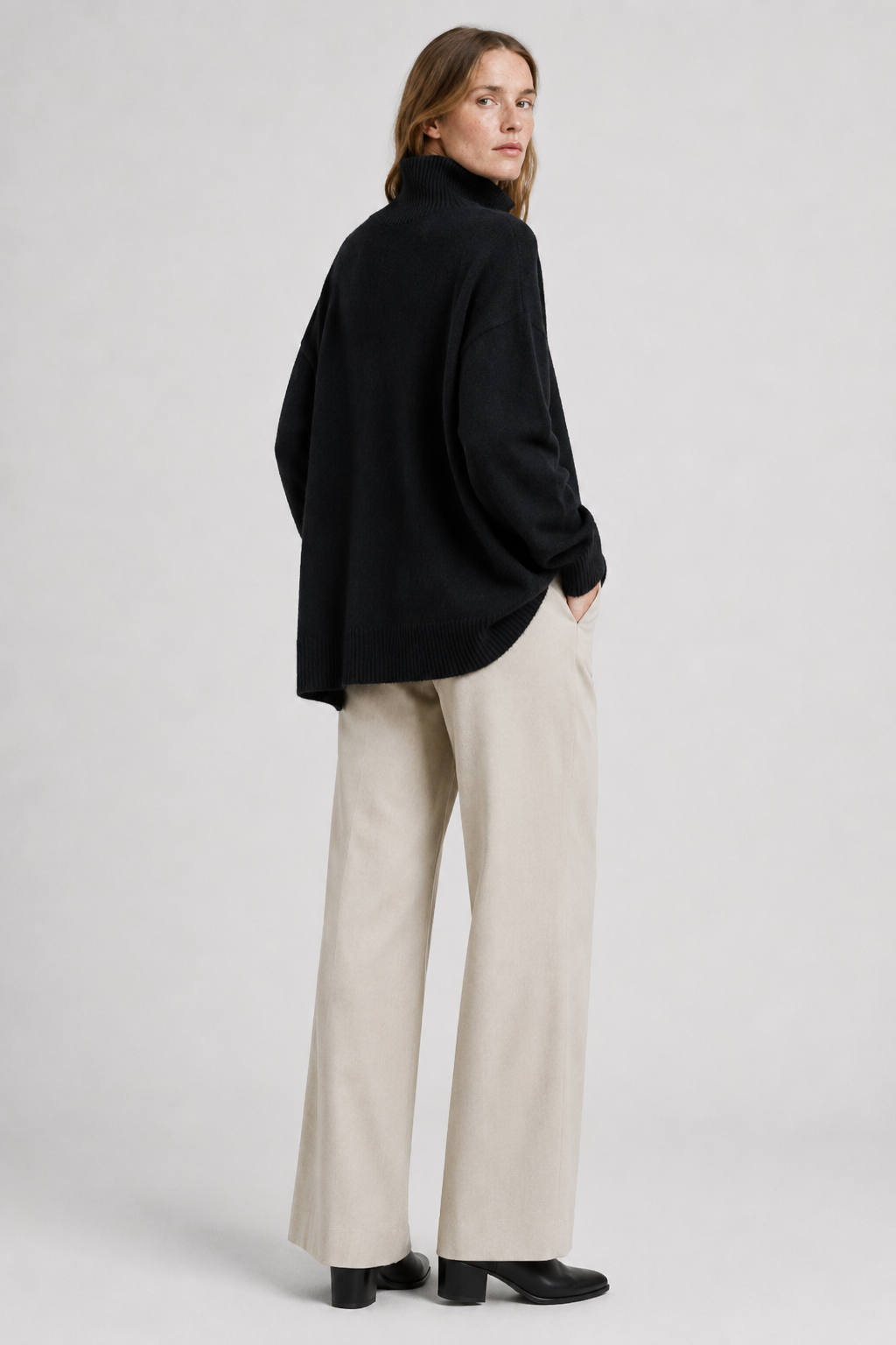 NOMU | Women's Oversized Turtleneck Sweater – Soft Relaxed Knit Pullover