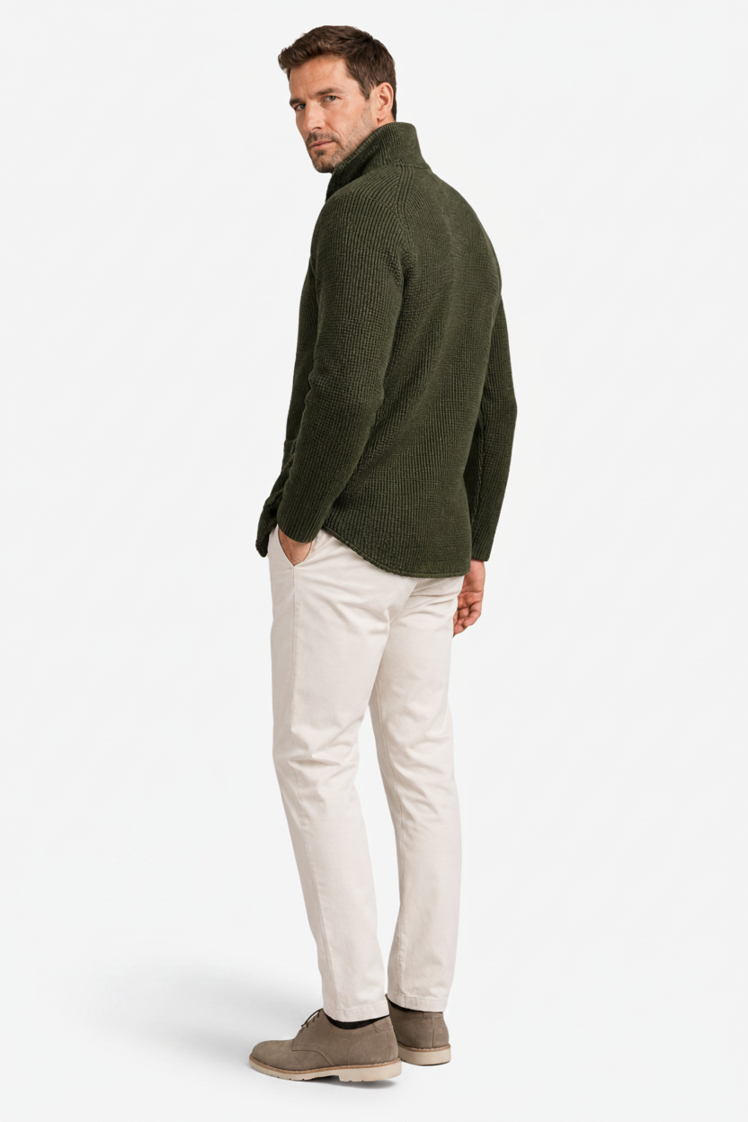 NOMU | Men's Textured Knit Blazer Cardigan – Smart Casual Button-Up Sweater Jacket
