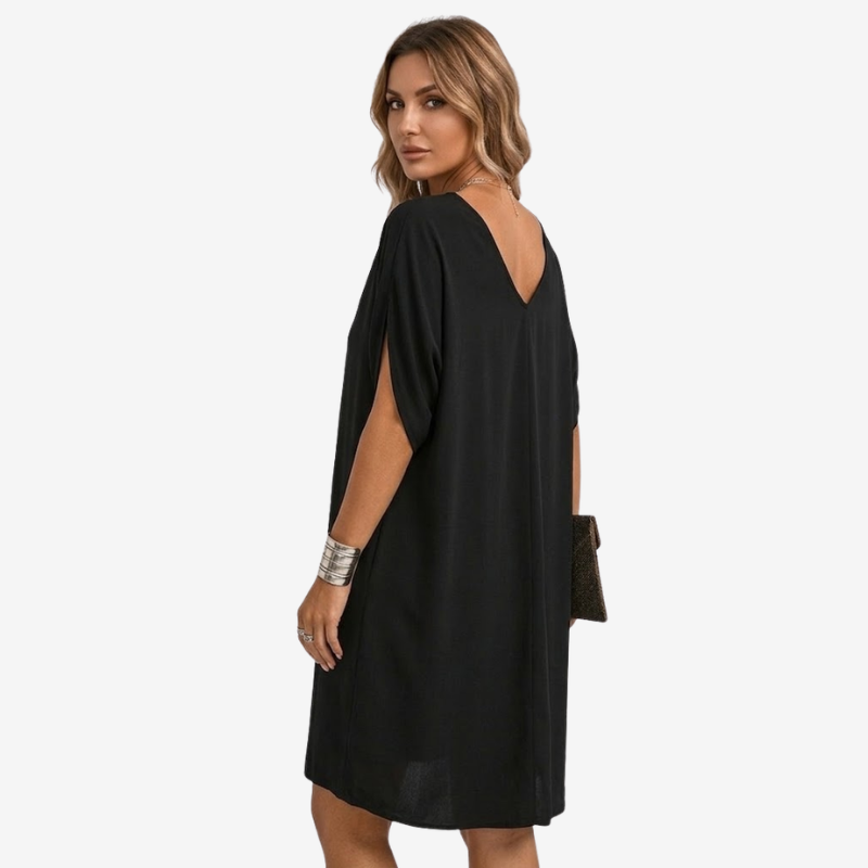 NOMU | Women's Casual V-Neck Loose Mini Dress – Comfortable Short Sleeve Everyday Dress