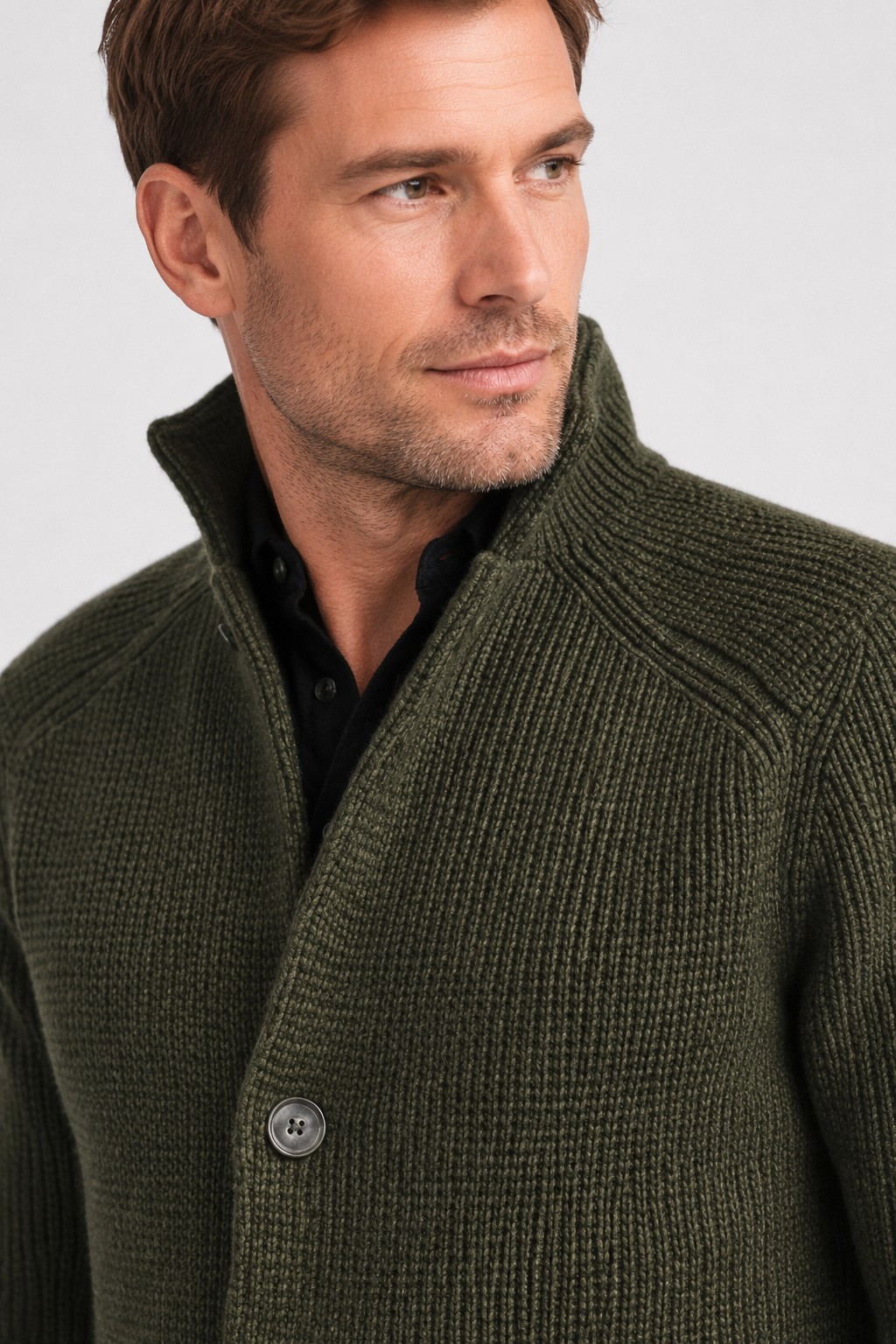 NOMU | Men's Knit Button Cardigan – Textured Smart Casual Sweater Jacket