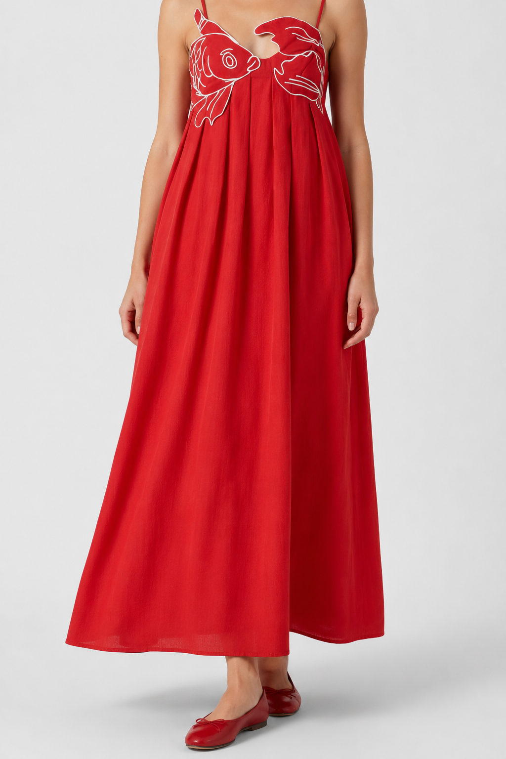 NOMU | Women's Maxi Dress – Spaghetti Strap Graphic Print Relaxed Fit Design