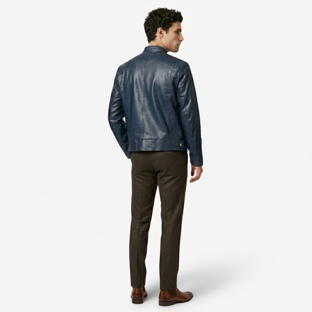 NOMU | Men's Classic Faux Leather Jacket – Minimalist Zip-Up Biker Outerwear