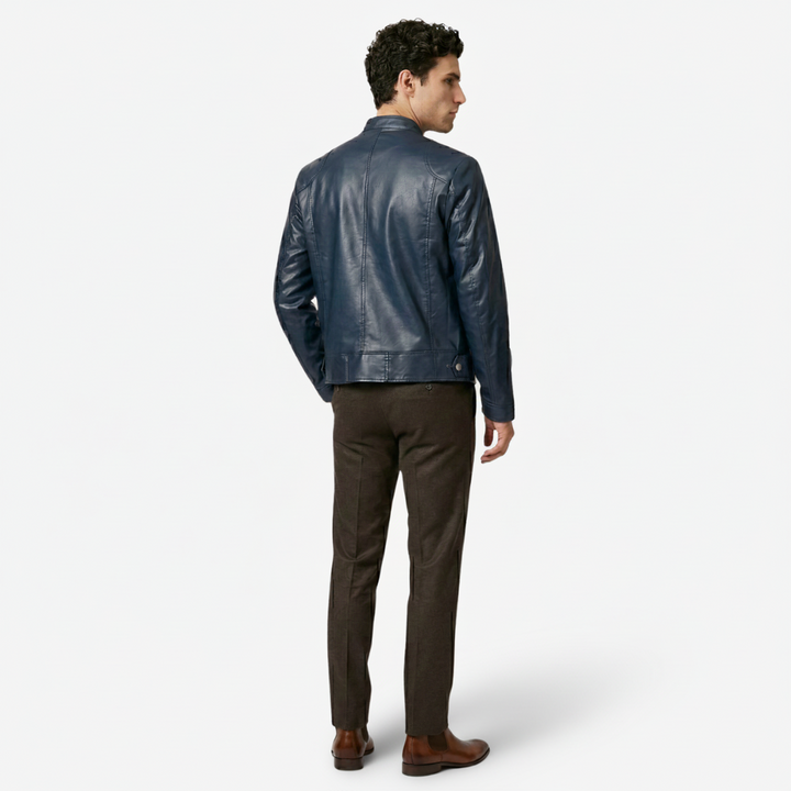NOMU | Men's Classic Faux Leather Jacket – Minimalist Zip-Up Biker Outerwear