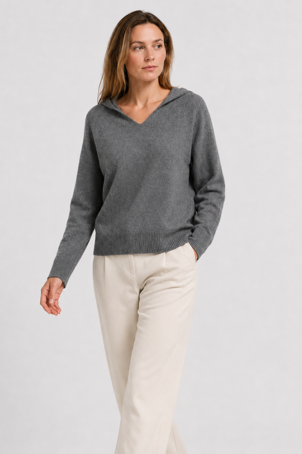 NOMU | Women's Hooded Knit Sweater – Soft Relaxed Pullover Hoodie
