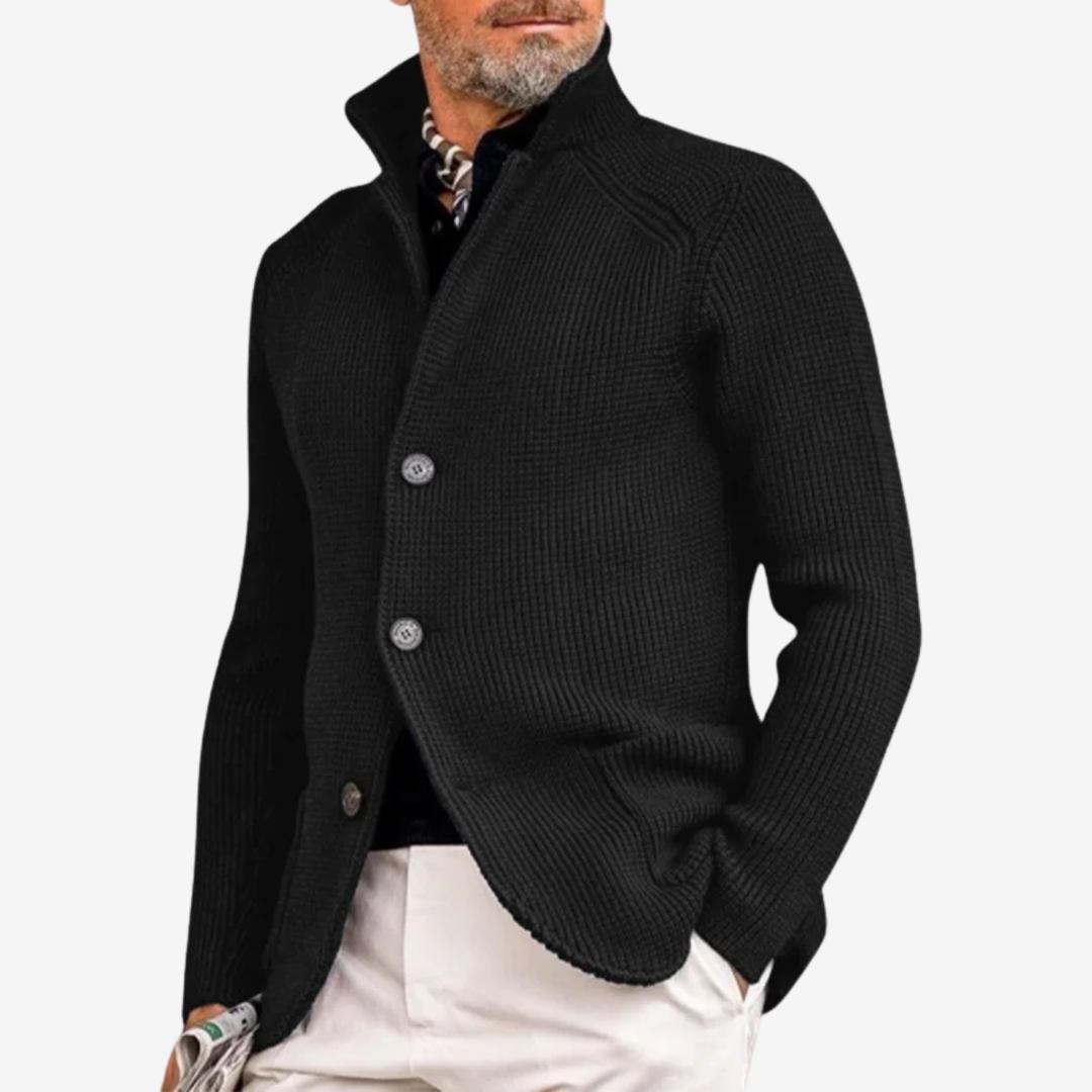 NOMU | Men's Textured Knit Blazer Cardigan – Smart Casual Button-Up Sweater Jacket