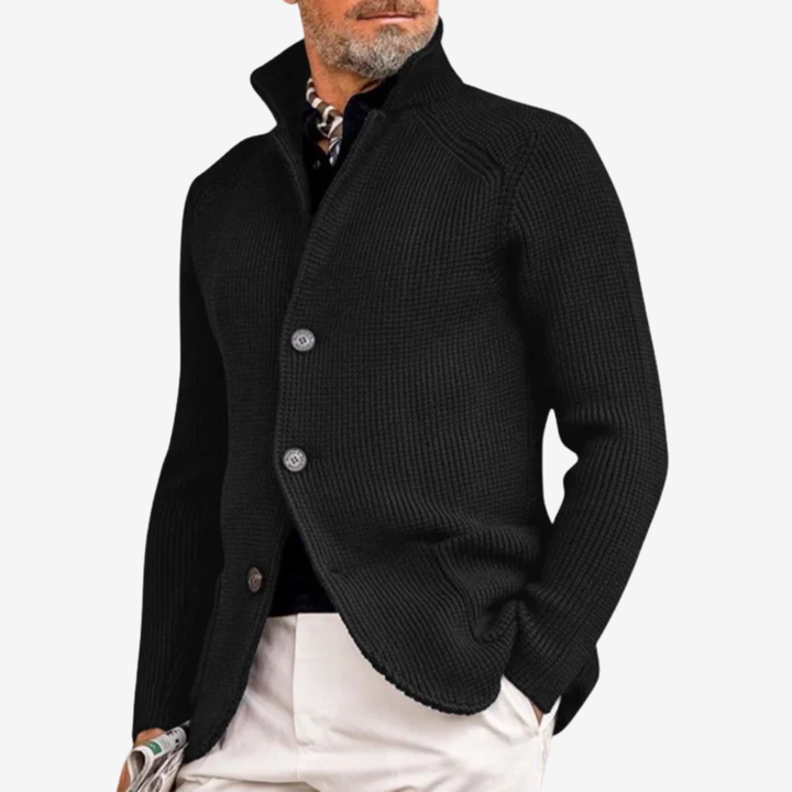 NOMU | Men's Textured Knit Blazer Cardigan – Smart Casual Button-Up Sweater Jacket