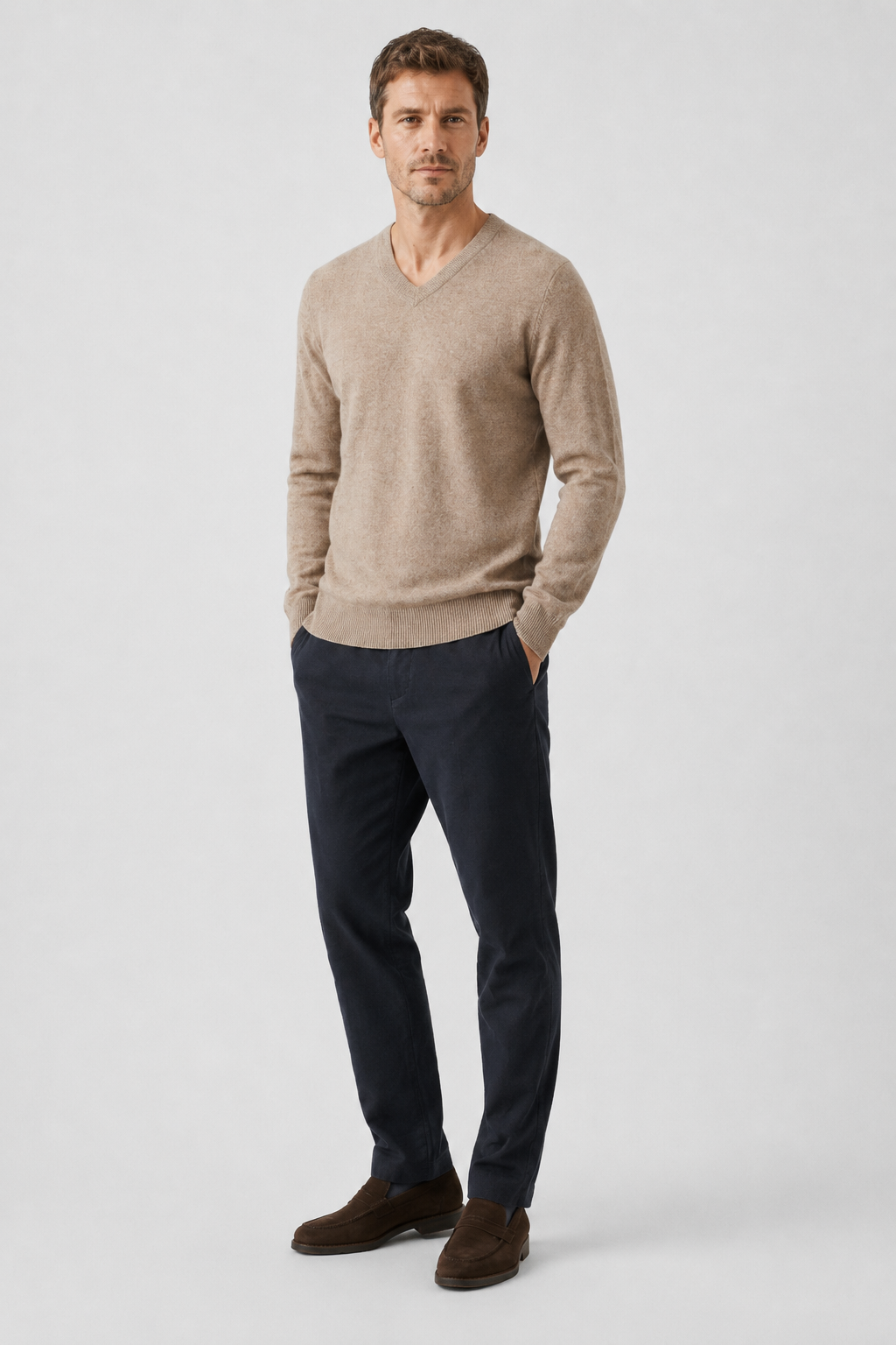 NOMU | Men's V-Neck Knit Sweater – Minimalist Soft-Touch Pullover