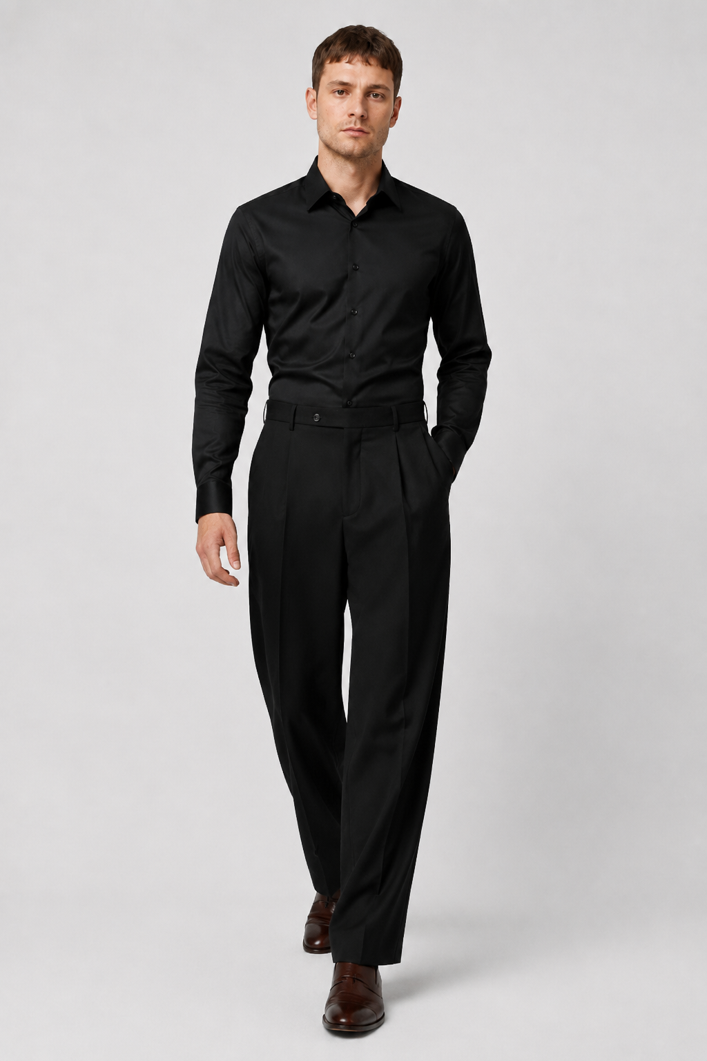 NOMU | Men's Pleated Dress Trousers – Tailored Relaxed Fit Formal Pants