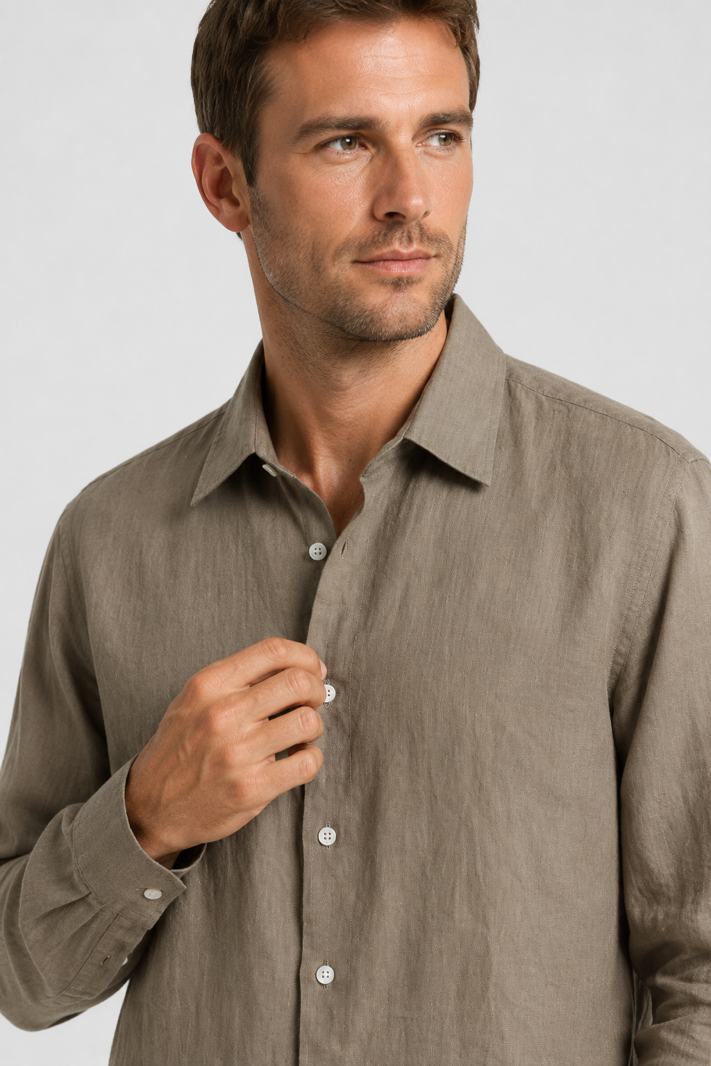 NOMU | Men's Linen Button Up Shirt – Lightweight Long Sleeve Casual Design