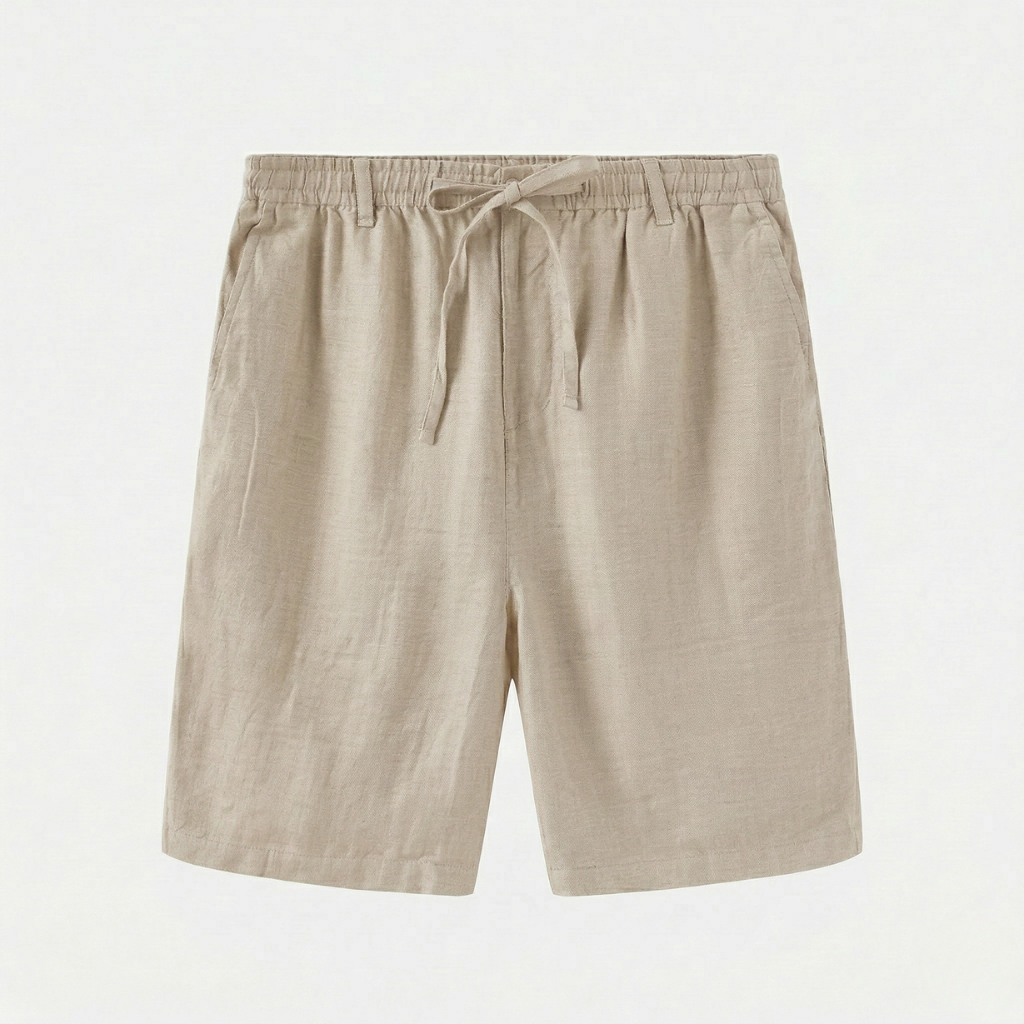 NOMU | Men's Linen Blend Drawstring Shorts – Relaxed Fit Casual Summer Shorts