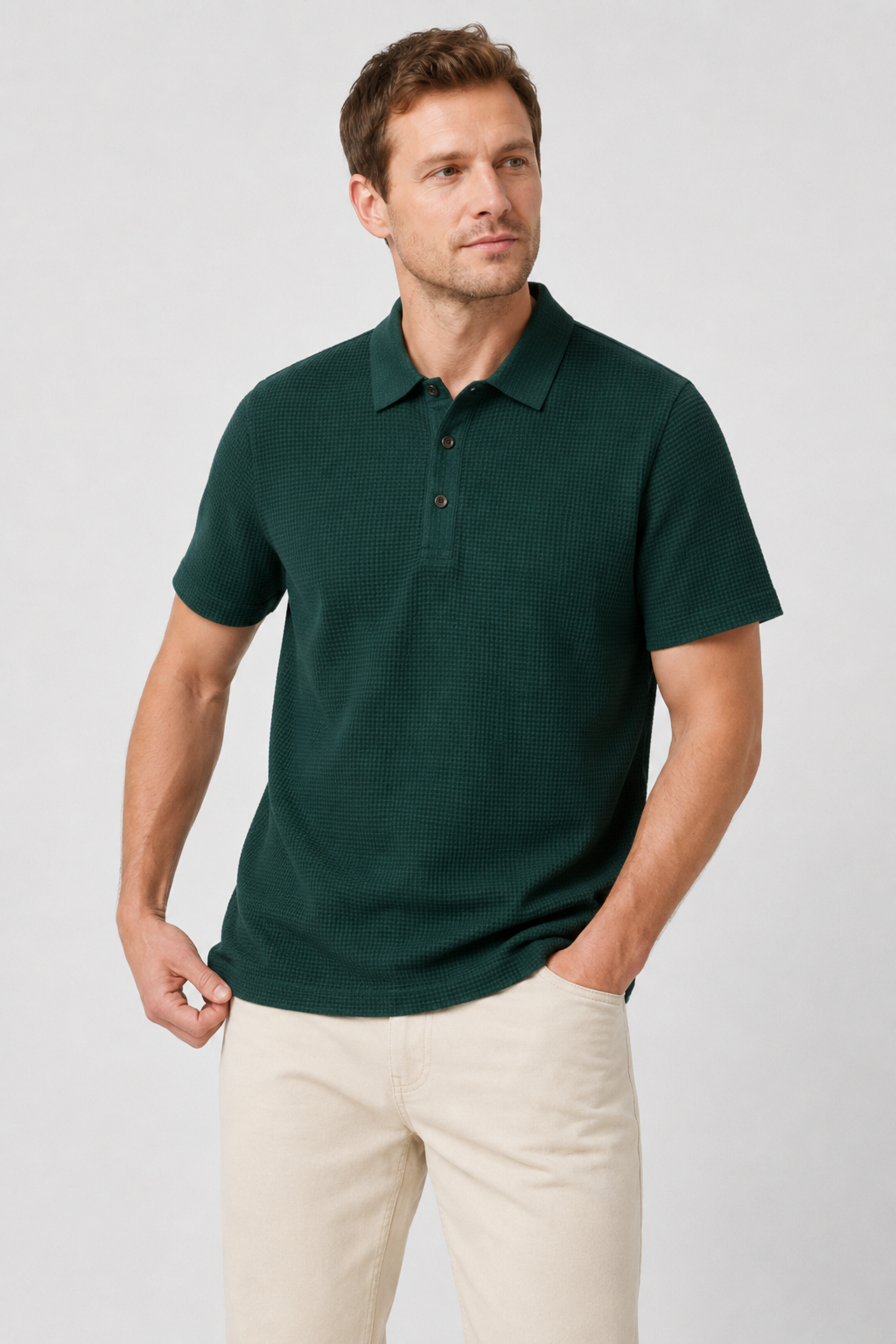 NOMU | Men's Textured Polo Shirt – Classic Short Sleeve Casual Fit