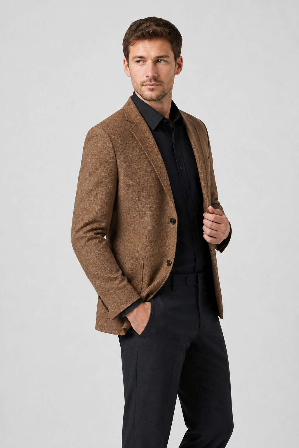 NOMU | Men's Textured Tailored Blazer – Smart Casual Single-Breasted Jacket