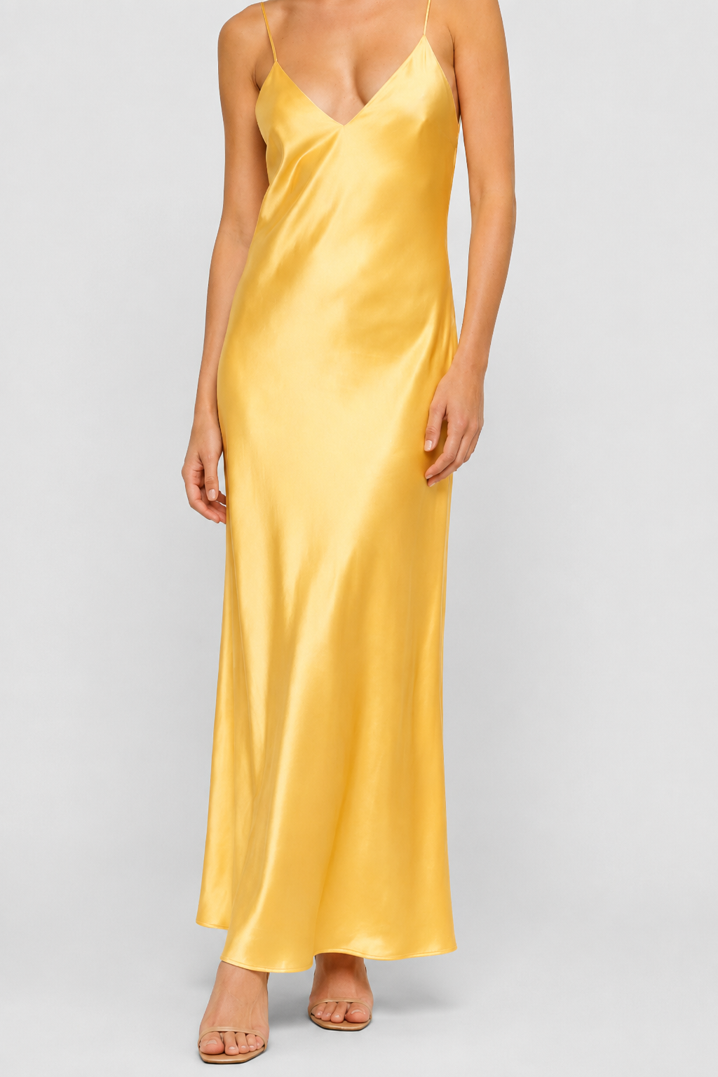 NOMU | Women's Satin Slip Maxi Dress – Elegant Spaghetti Strap Evening Dress