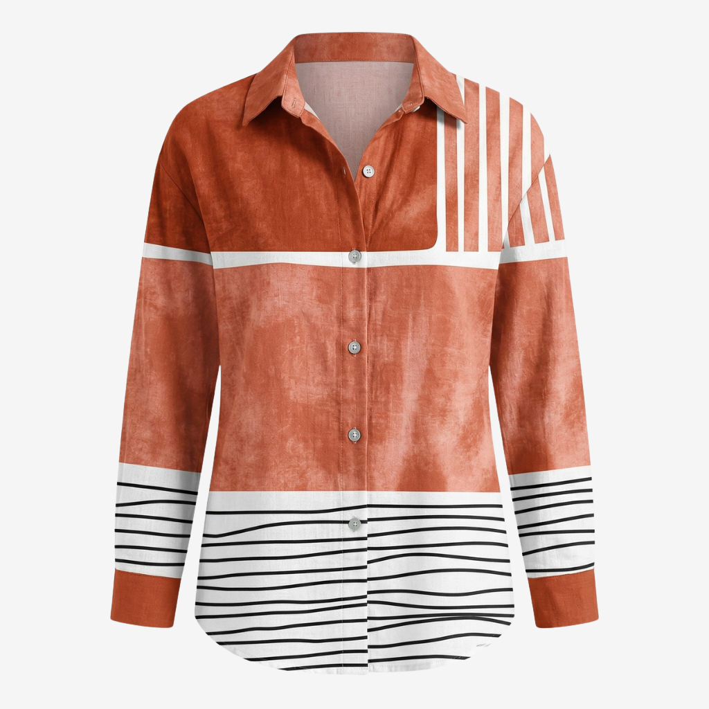 NOMU | Women’s Long Sleeve Abstract Print Button Blouse