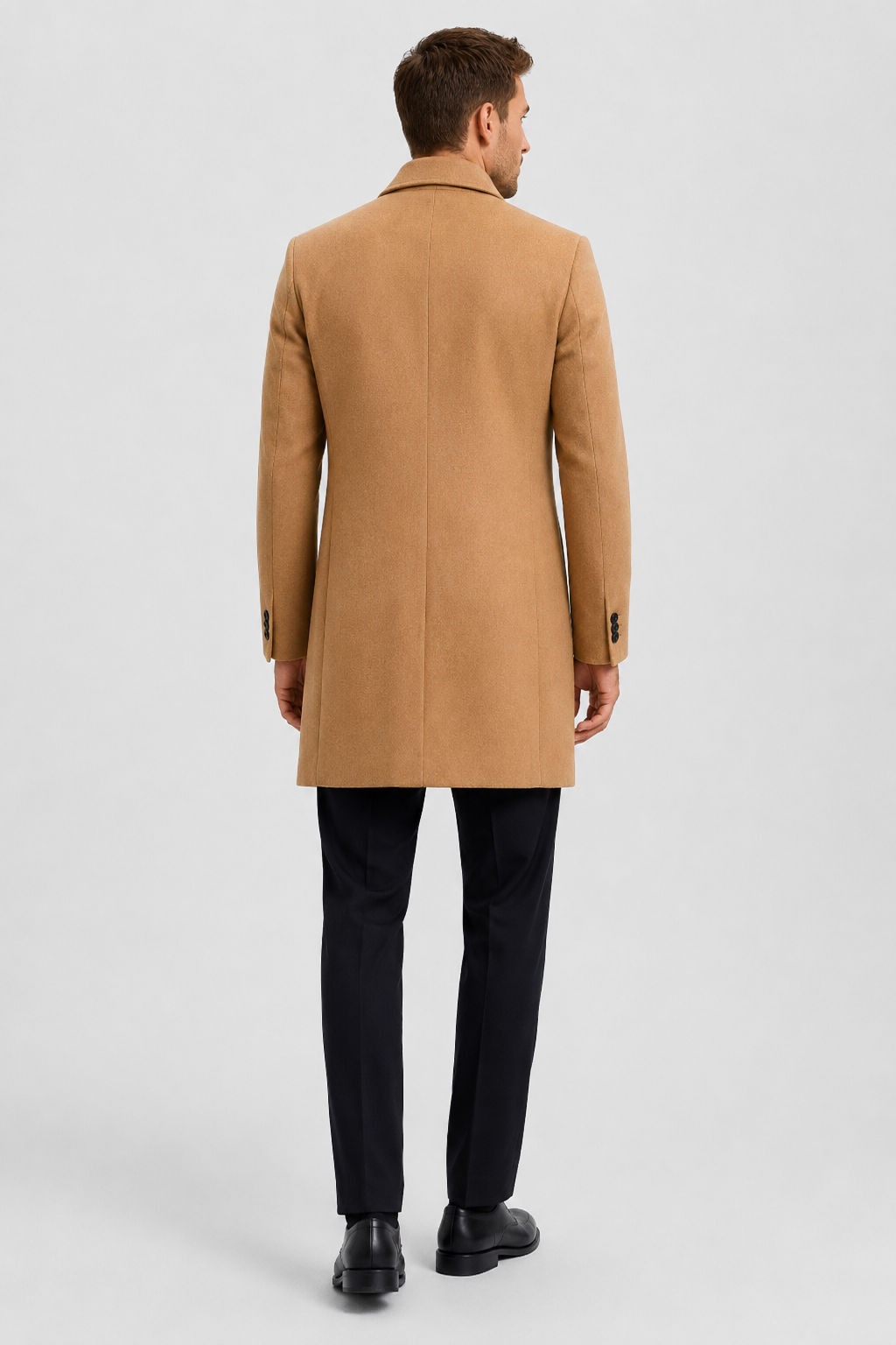 NOMU | Men's Classic Wool Blend Overcoat – Tailored Single-Breasted Coat