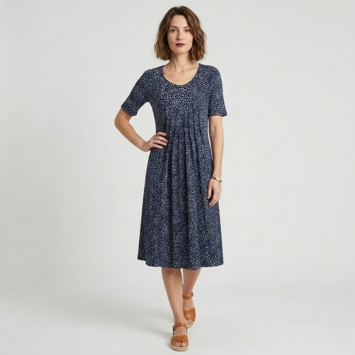 NOMU | Women's Floral Print Midi Dress – Short Sleeve Relaxed Fit