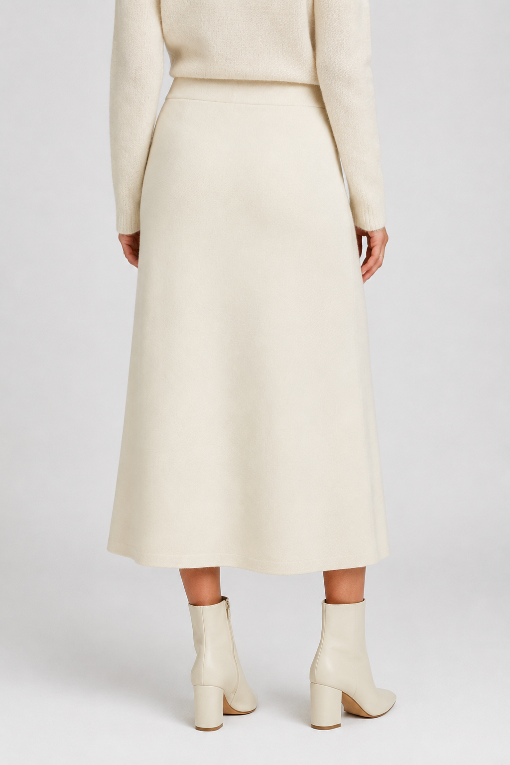 NOMU | Women's Knit A-Line Midi Skirt – Soft Minimalist Sweater Skirt