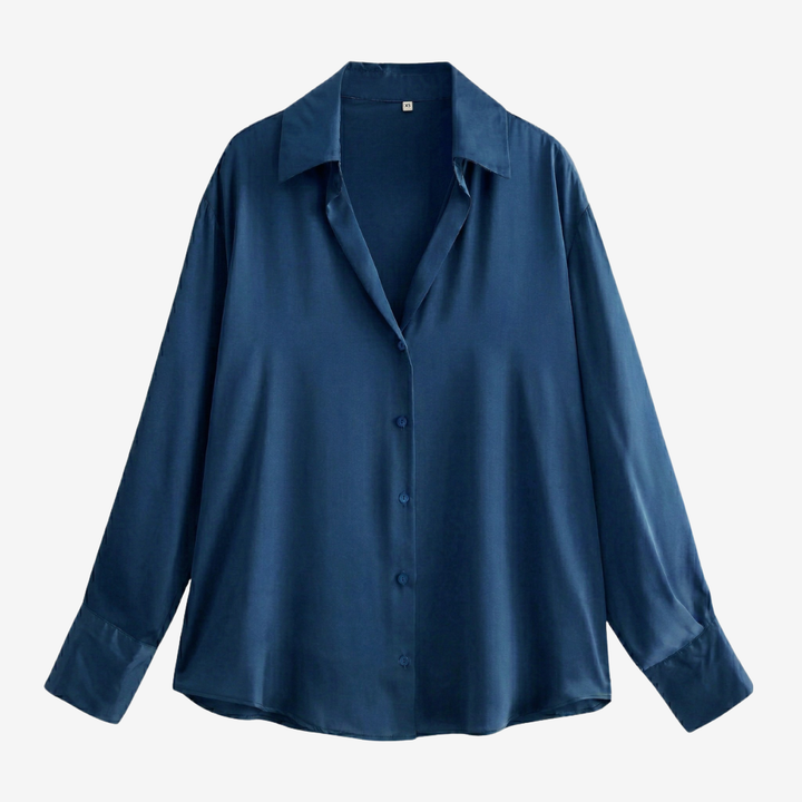 NOMU | Women’s Long Sleeve Button-Up Satin Blouse