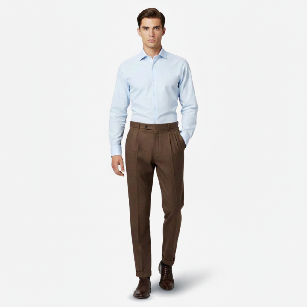 NOMU | Men's Tailored Pleated Ankle Trousers – Modern Slim Fit Dress Pants