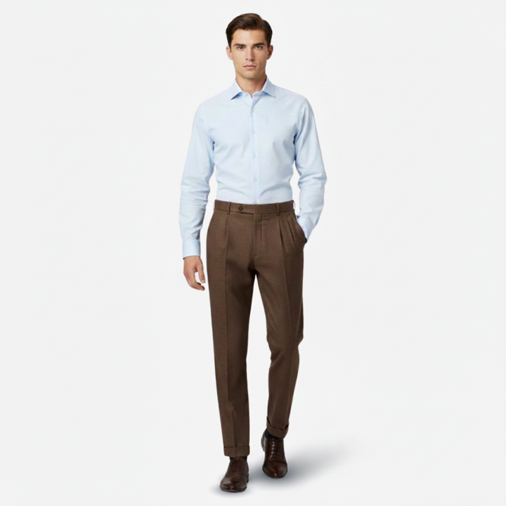 NOMU | Men's Tailored Pleated Ankle Trousers – Modern Slim Fit Dress Pants