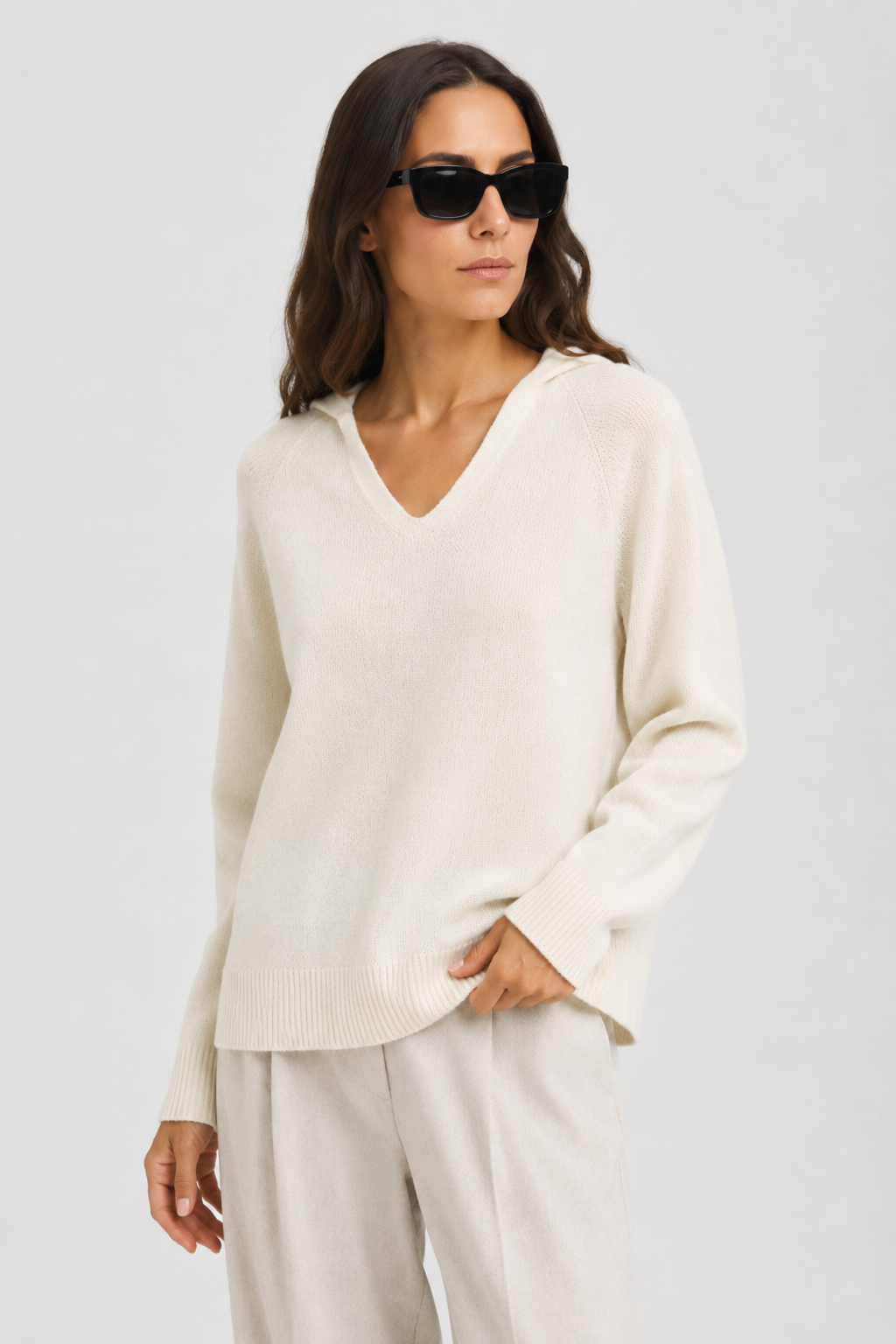 NOMU | Women's Hooded Knit Sweater – Soft Relaxed Pullover Hoodie