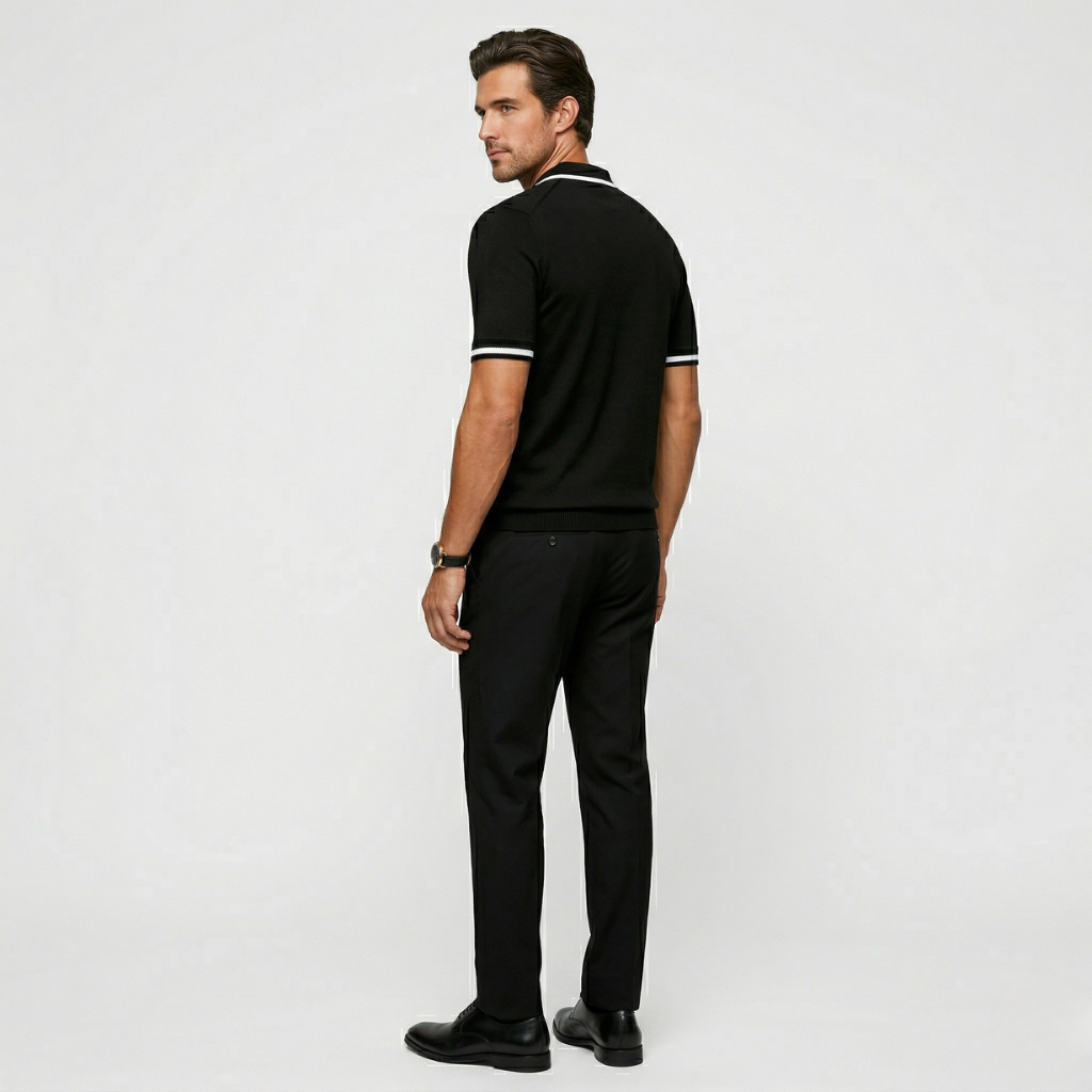 NOMU | Men’s Contrast Trim Short Sleeve Polo Shirt