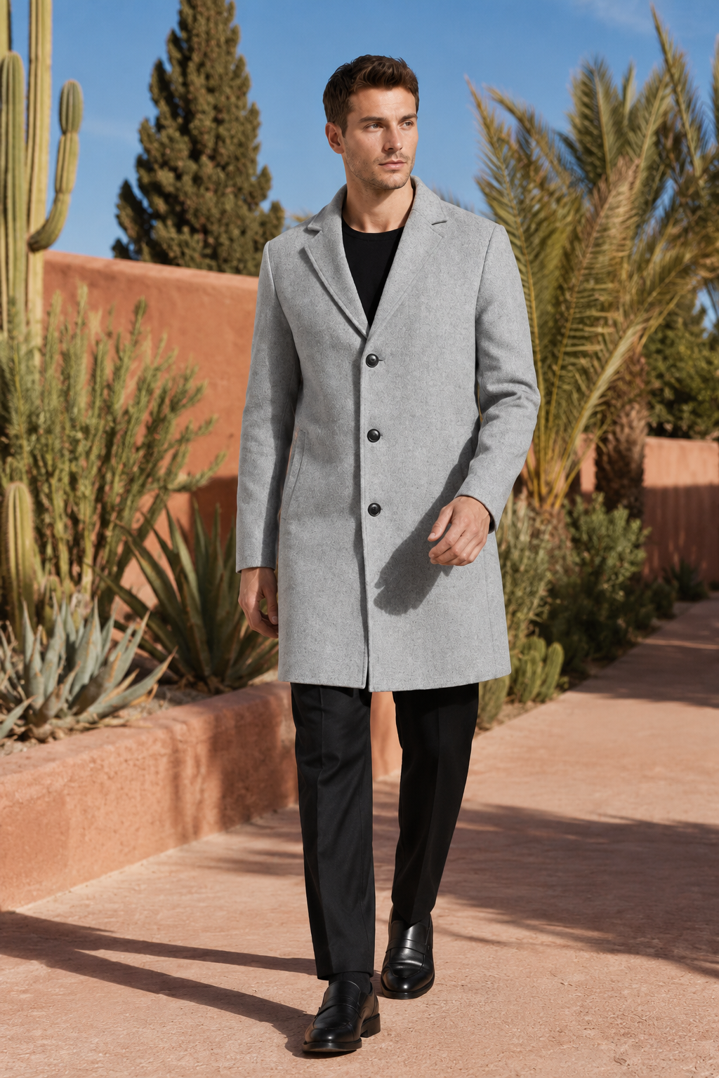 NOMU | Men's Classic Wool Blend Overcoat – Tailored Single-Breasted Coat