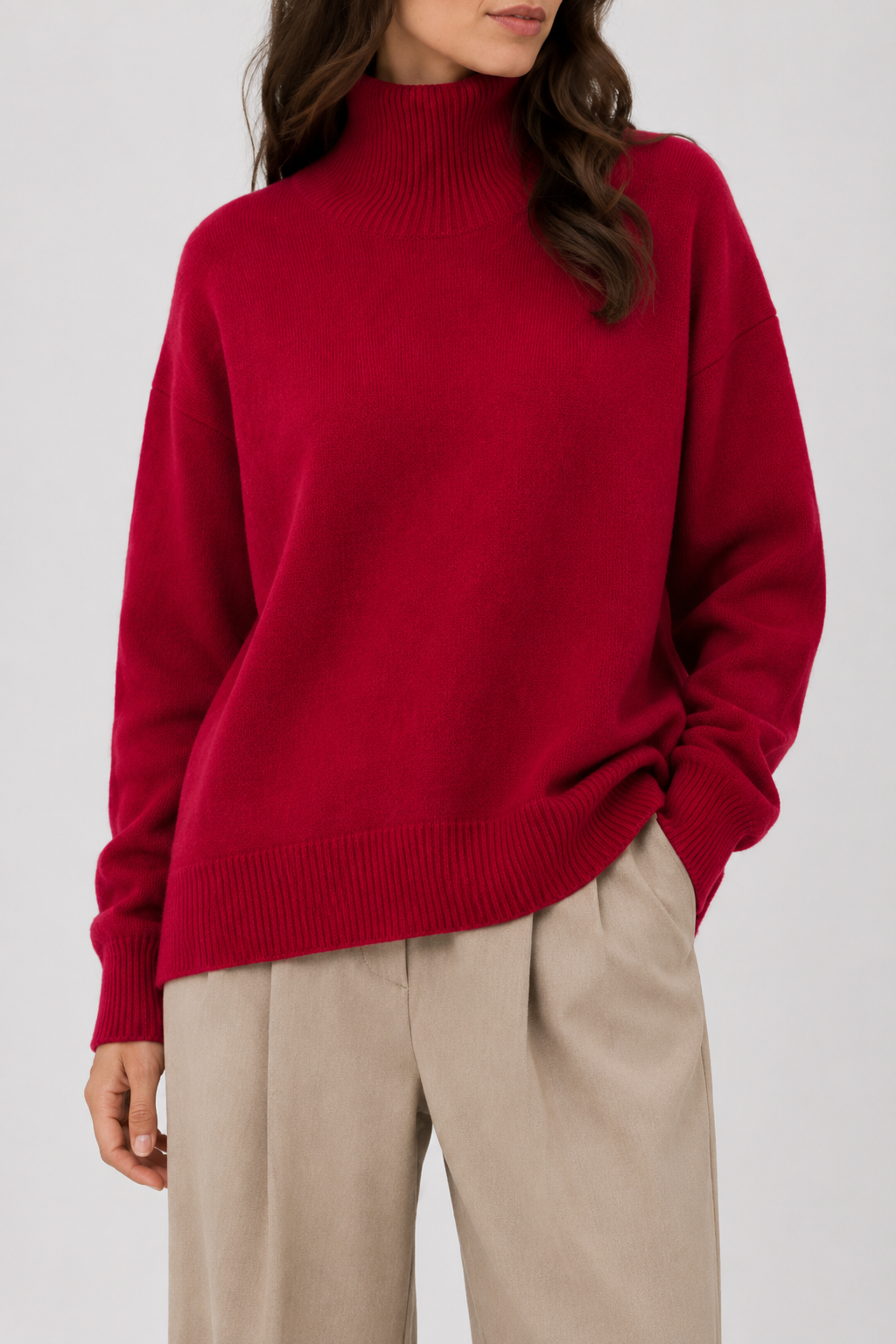 NOMU | Women's Oversized Turtleneck Sweater – Soft Relaxed Knit Pullover