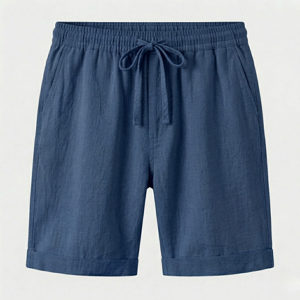 NOMU | Men's Linen Blend Drawstring Shorts – Casual Relaxed Summer Shorts