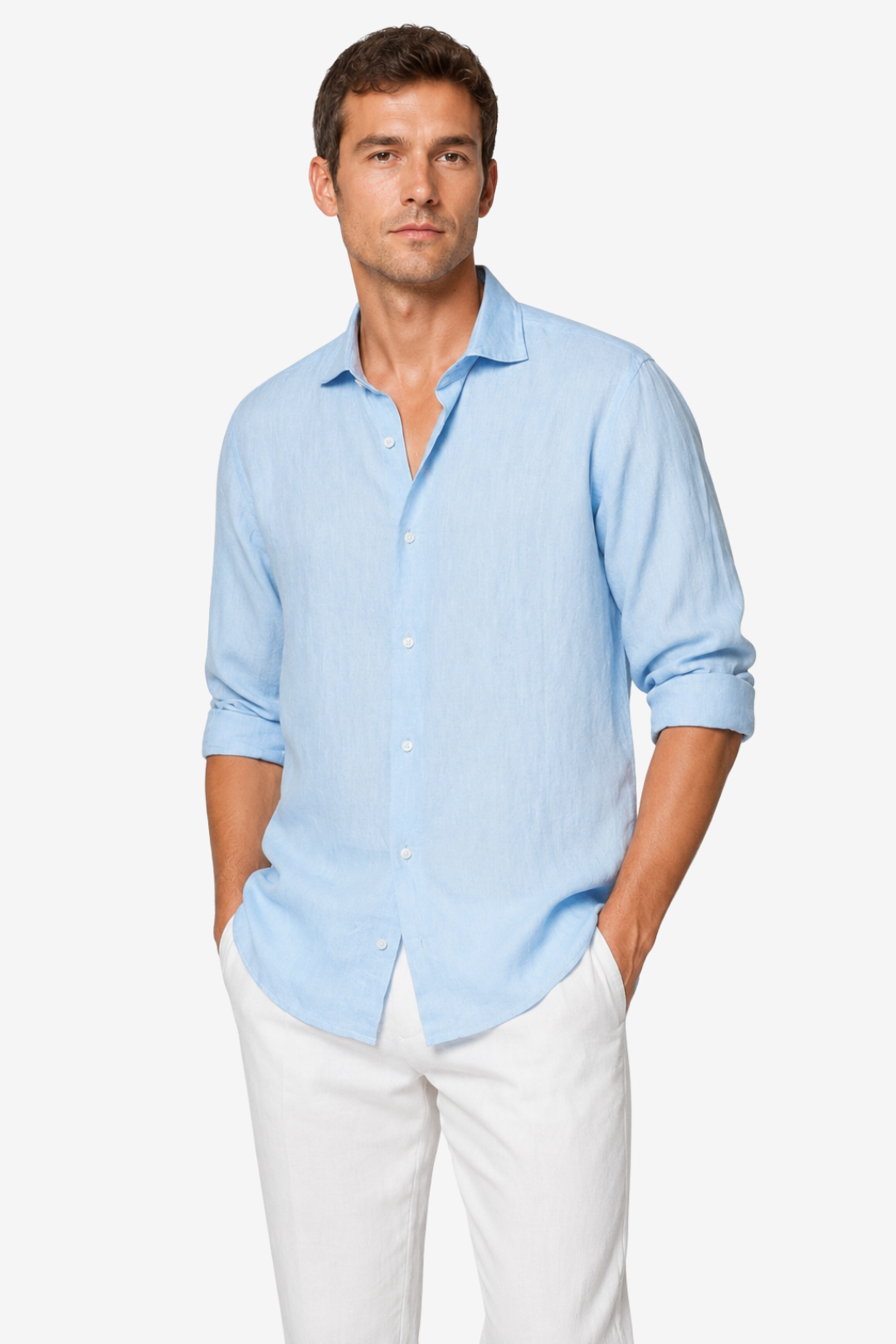 NOMU | Men's Lightweight Linen Button Down Shirt – Casual Long Sleeve Summer Top