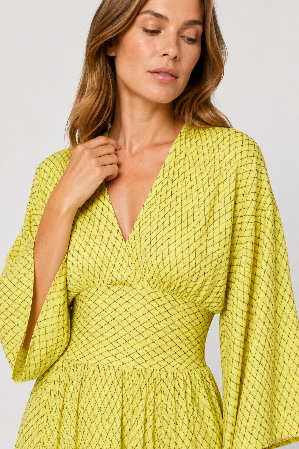 NOMU | Women's Printed Empire Waist Maxi Dress – Elegant Long Sleeve Boho Dress