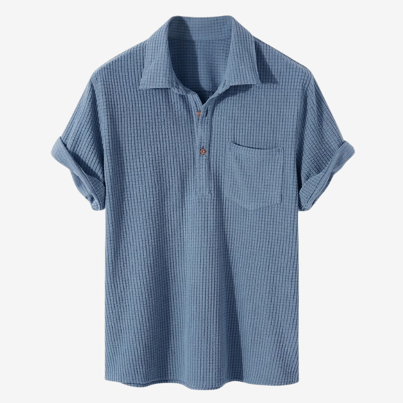 NOMU | Men's Ribbed Polo Shirt – Textured Short Sleeve Casual Fit