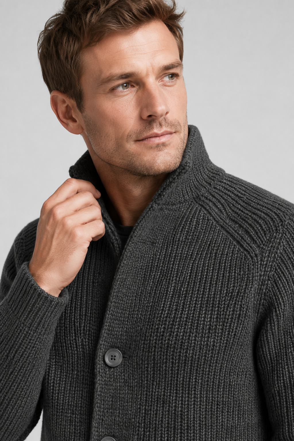 NOMU | Men's Textured Knit Blazer Cardigan – Smart Casual Button-Up Sweater Jacket