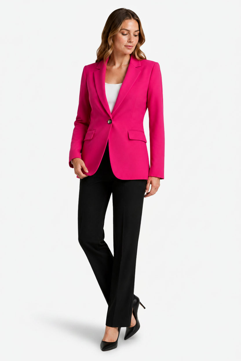 NOMU | Women's Tailored Blazer – Single Button Closure and Flap Pocket Design