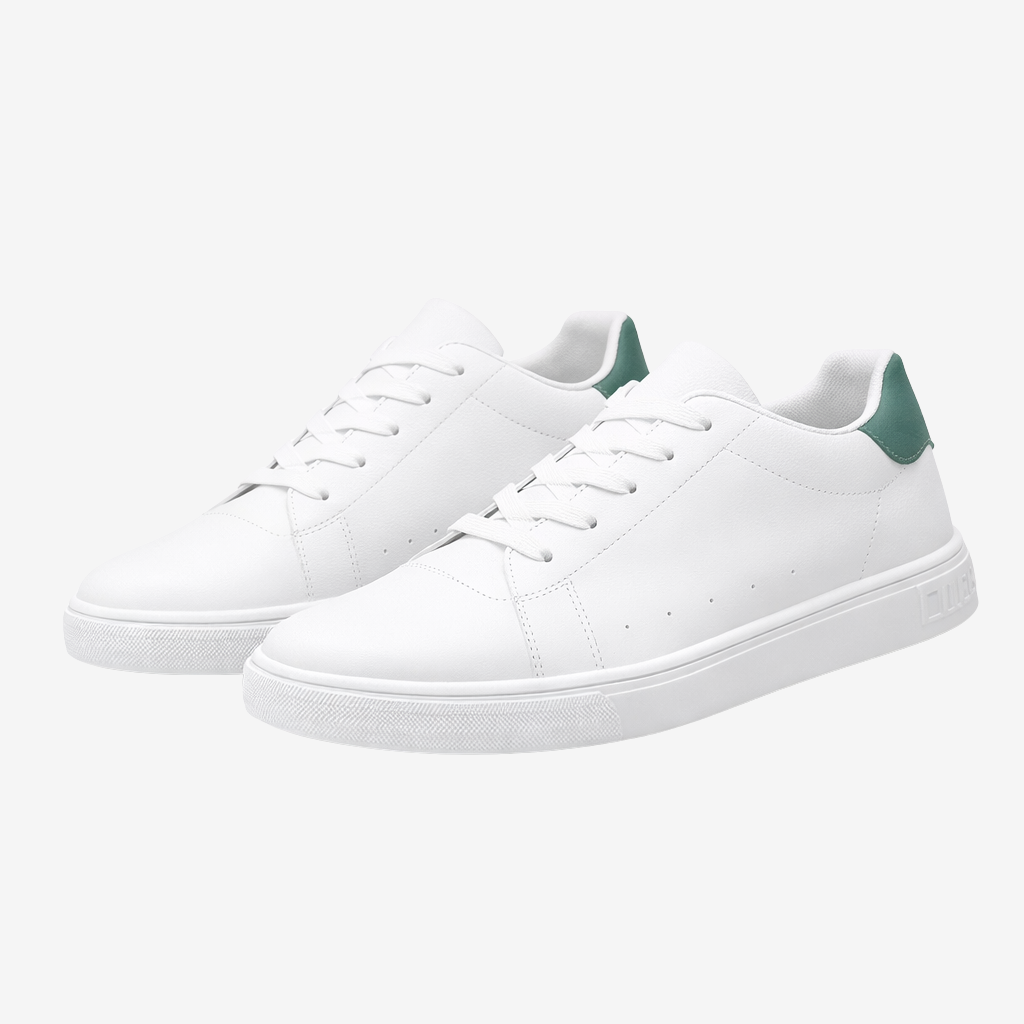 NOMU | Men's Minimalist White Low-Top Sneakers – Classic Everyday Lace-Up Shoes