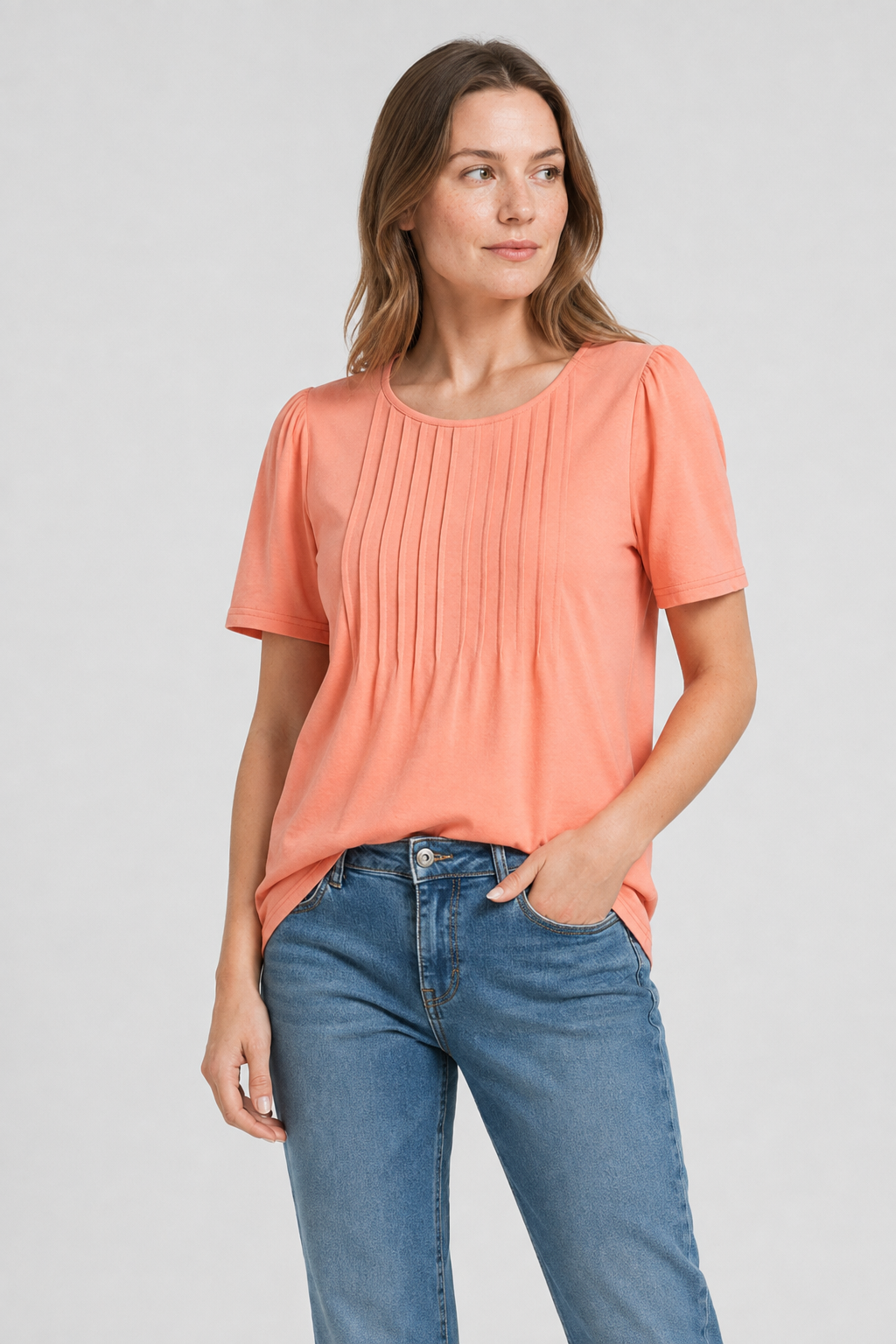 NOMU | Women’s Pleated Front Short Sleeve Blouse