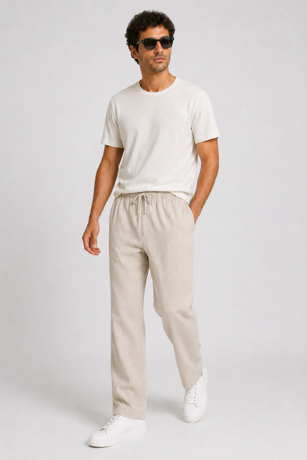 NOMU | Men's Linen Drawstring Pants – Relaxed Smart Casual Trousers