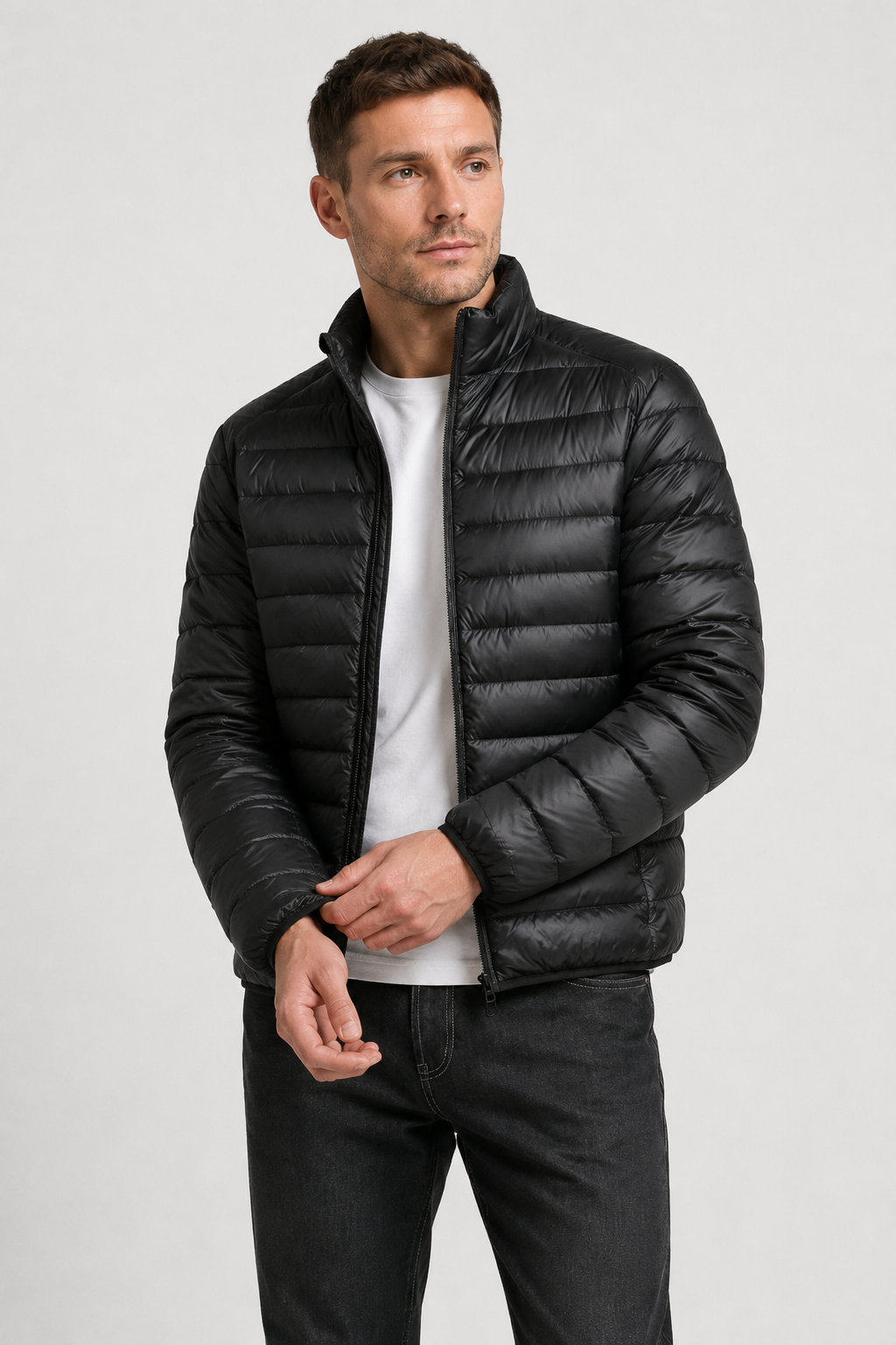 NOMU | Men's Lightweight Quilted Puffer Jacket – Minimalist Insulated Zip-Up Outerwear