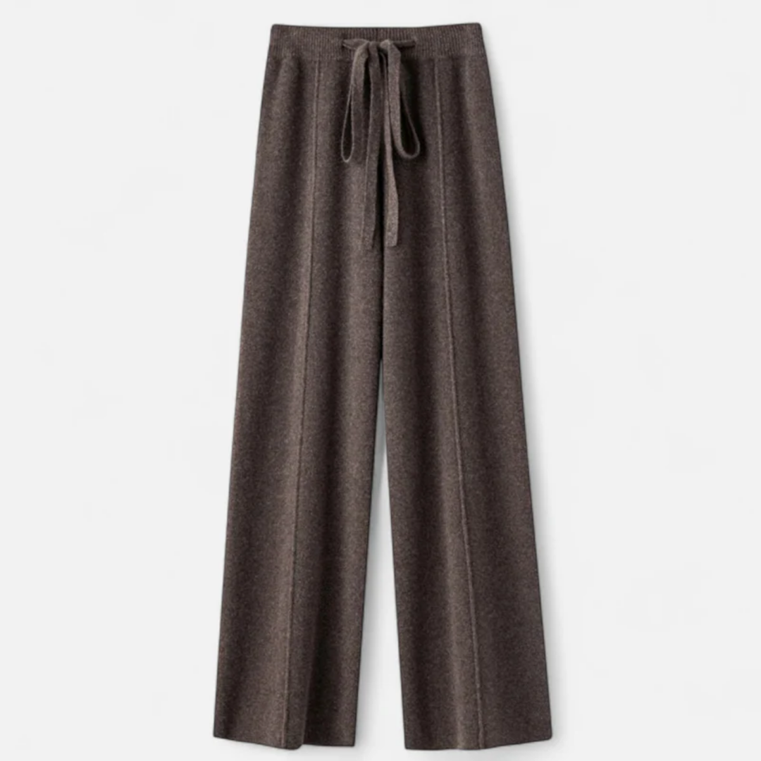 NOMU | Women's Knit Wide Leg Pants – Soft Drawstring Lounge Trousers