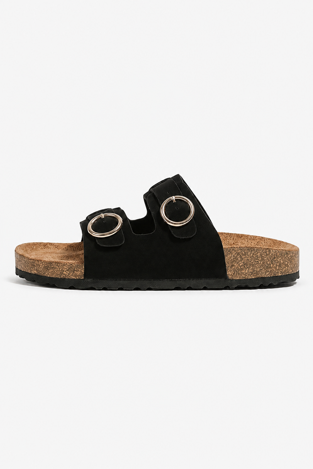 NOMU | Women’s Double Strap Buckle Slide Sandals