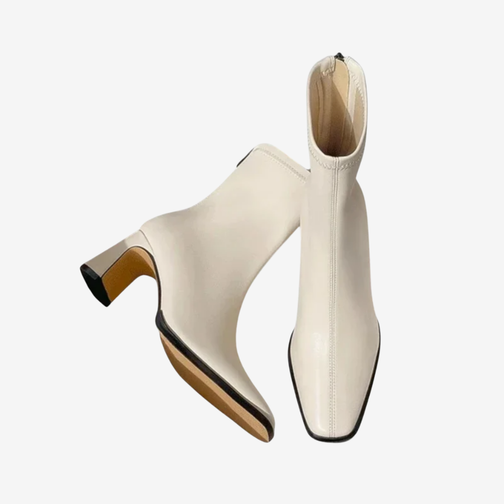 NOMU | Women's Minimalist Block Heel Ankle Boots – Sleek Side Zip Dress Boots