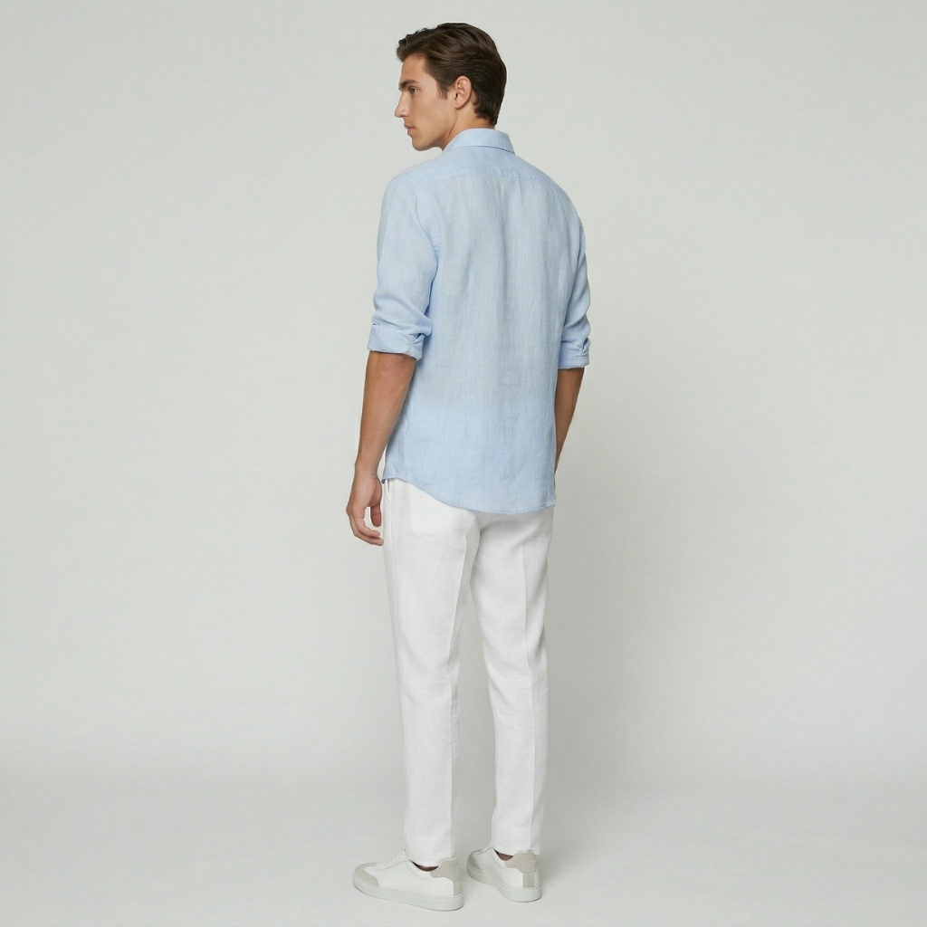 NOMU | Men's Lightweight Linen Button Down Shirt – Casual Long Sleeve Summer Top