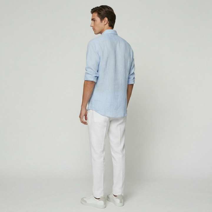 NOMU | Men's Lightweight Linen Button Down Shirt – Casual Long Sleeve Summer Top