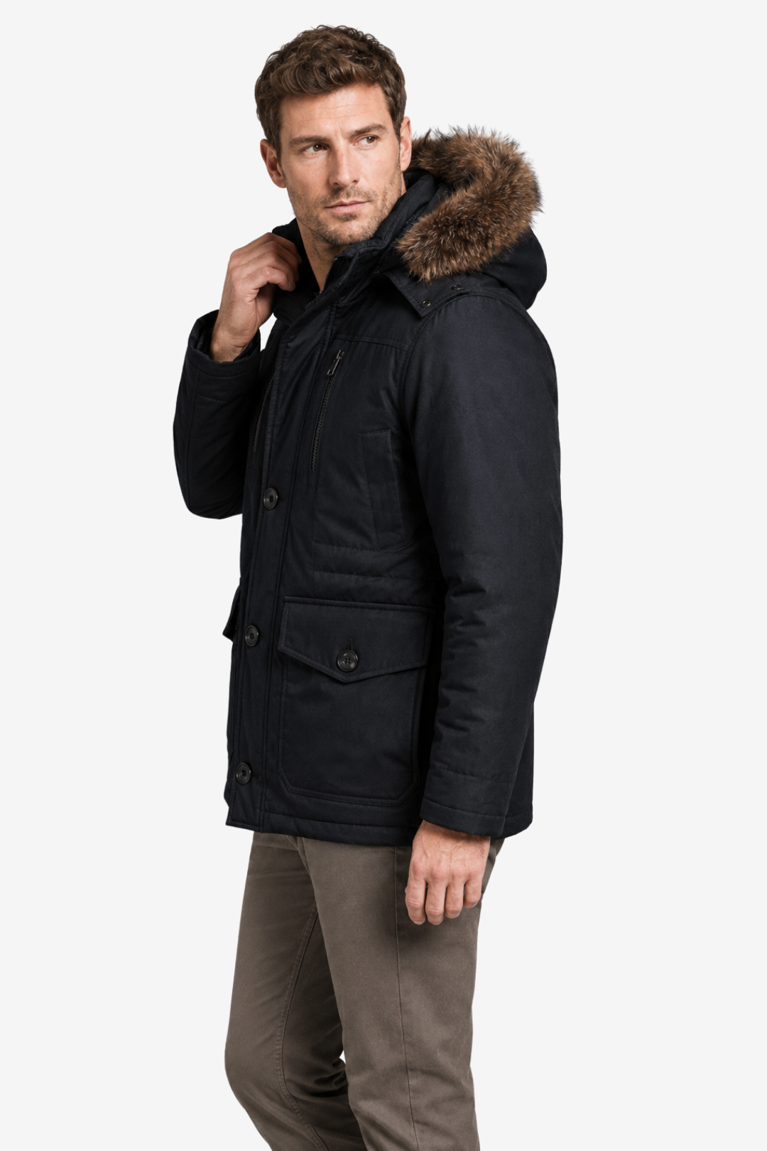 NOMU | Men's Winter Hooded Jacket – Faux Fur Trim Insulated Outdoor Design