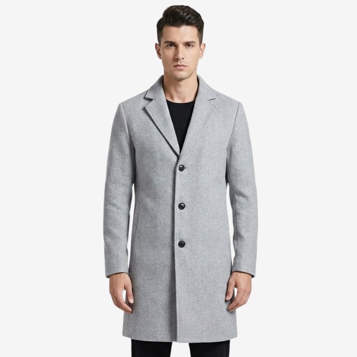 NOMU | Men's Classic Wool Blend Overcoat – Tailored Single-Breasted Coat