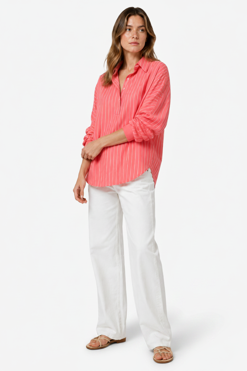 NOMU | Women’s Striped Long Sleeve Button Blouse