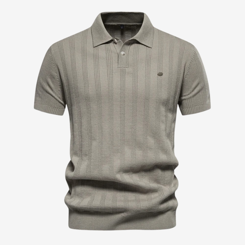 NOMU | Men's Textured Knit Polo Shirt – Slim Fit Smart Casual Short Sleeve Top